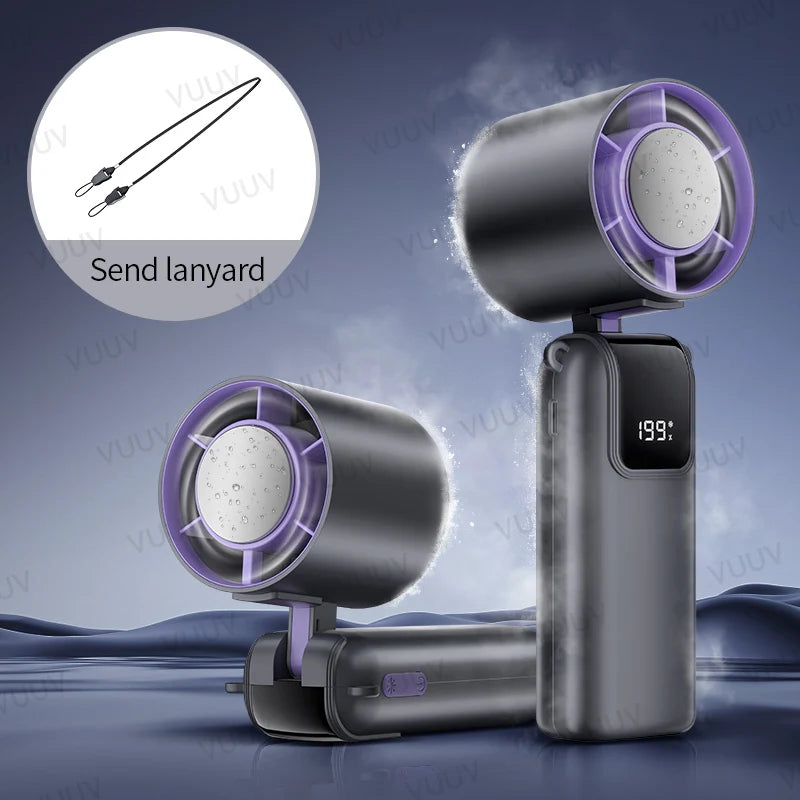 VUUV Mini-Handventilator - Tragbarer Turbo-Ventilator mit 100 Windgeschwindigkeiten, 2000mAh & Typ-C, Kühlgebläse, Reise-Kühlgerät