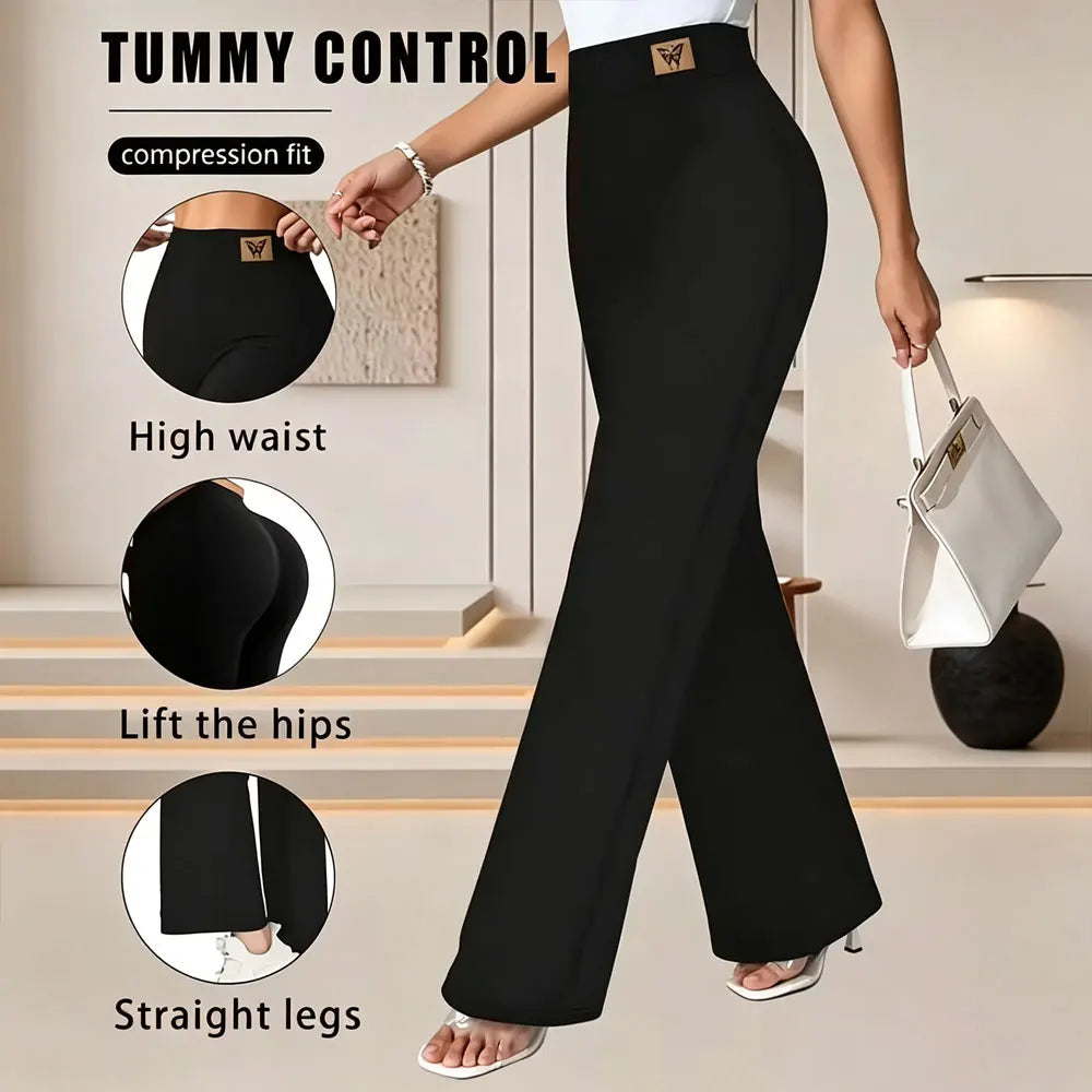 Gerade Damenhose mit hoher Taille, Schmetterlings-Design, weites Bein, schmale Passform, gerade geschnittene Stretch-Jeans, elegante modische Leggings