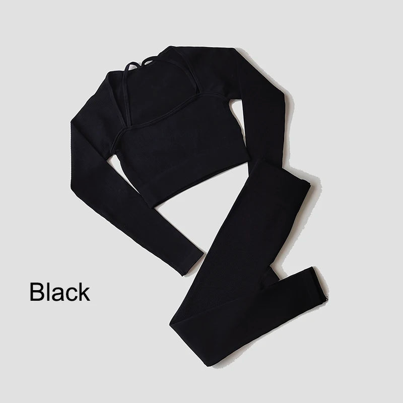 WAREBALL Nahtlose Workout Crop Top Sport Leggings Sexy Top Bh Yoga Outfits Für Frauen Sportswear Sportlich Tragen Gym Sets