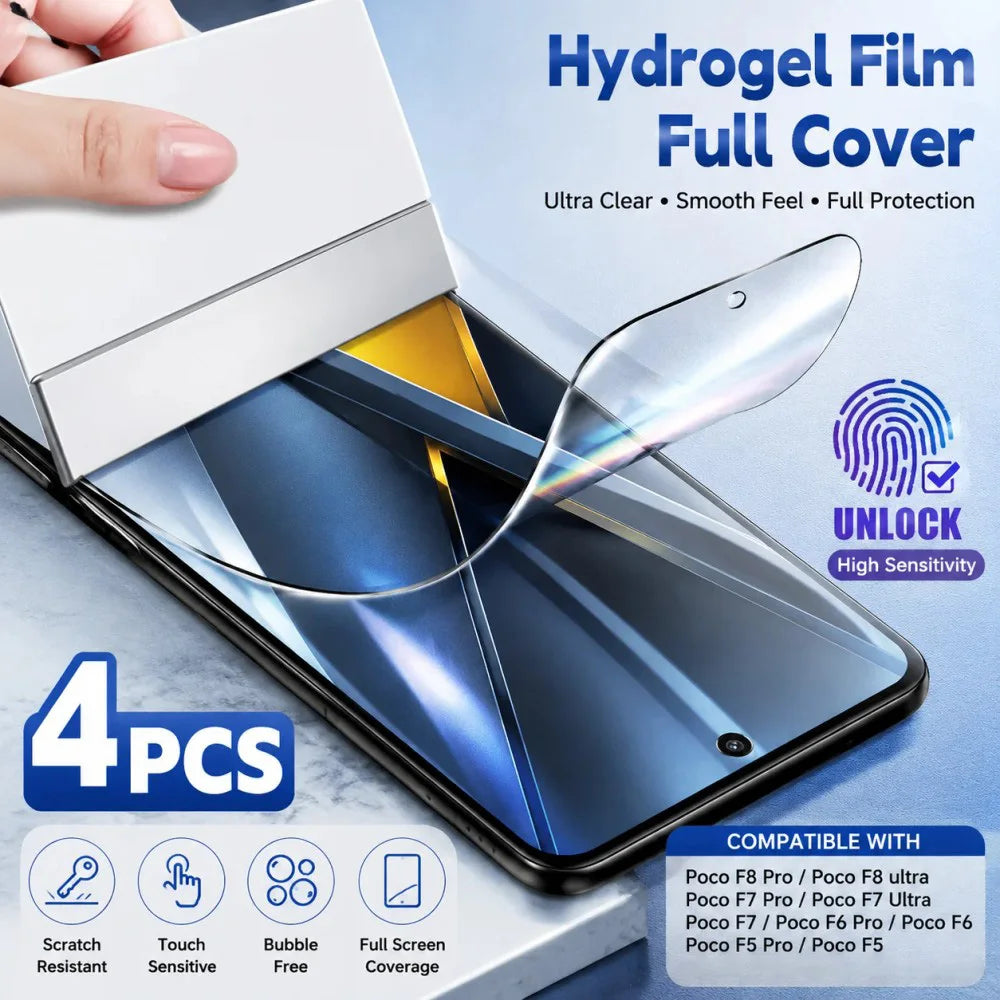 2-4 Stück Hydrogel-Folie für Xiaomi Poco F8 Ultra F7 Pro Displayschutzfolie Poco X8 Pro Max X7 X6 X5 F6 F5 Pro M8 M7 Plus M6 Soft Film