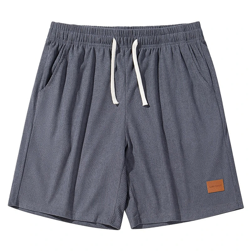 Sommer Cord-Shorts für Herren, dünn, schnelltrocknend, einfarbig, lässige Sport-Jogger-Shorts, locker sitzende 5-Punkte-Shorts über dem Knie, Cargo-Hose