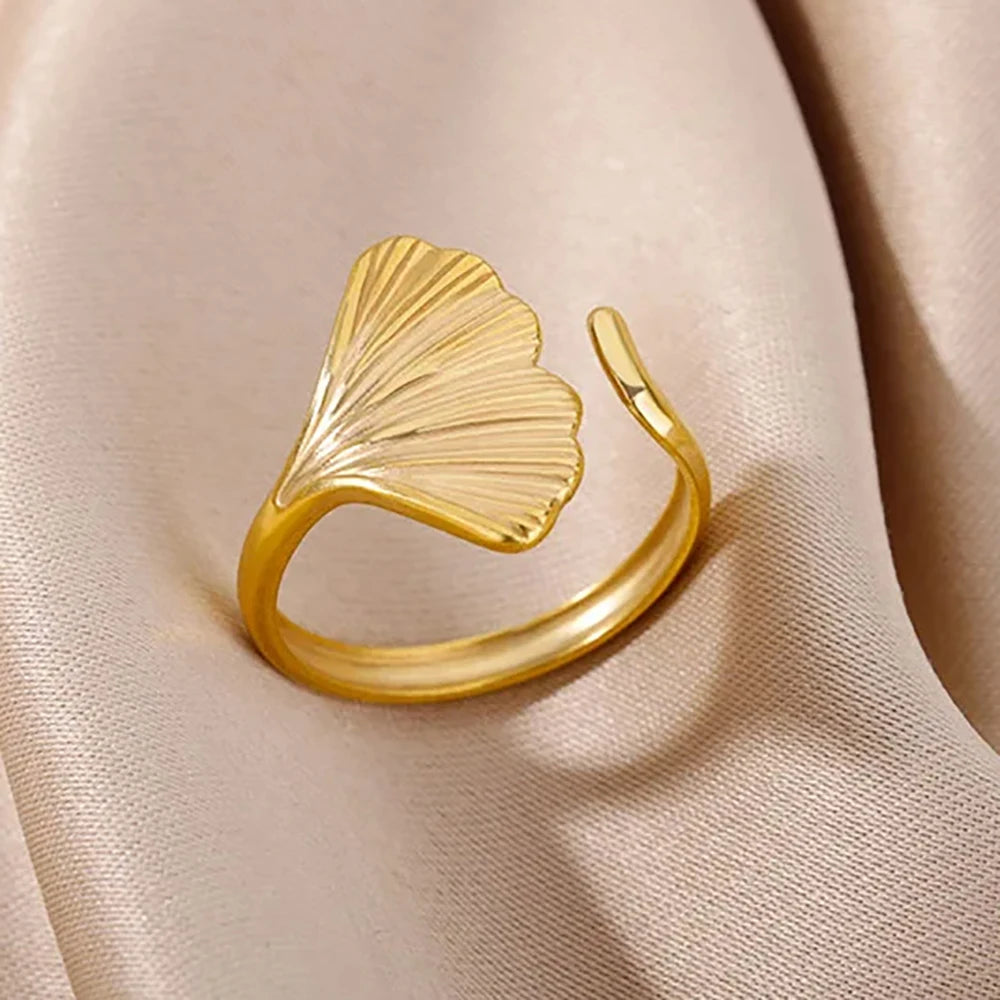 Mode Flügel Ringe Für Frauen Gold Farbe Edelstahl Einstellbare Fischschwanz Ring Ästhetische Hochzeit Weihnachten Schmuck Geschenk