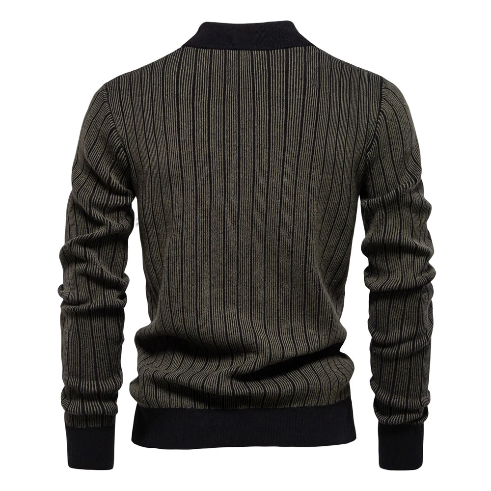 Aiopeson neues Design Herren Mock Neck Baumwolle Pullover Pullover Herbst Winter warm gestreiften Pullover für Männer