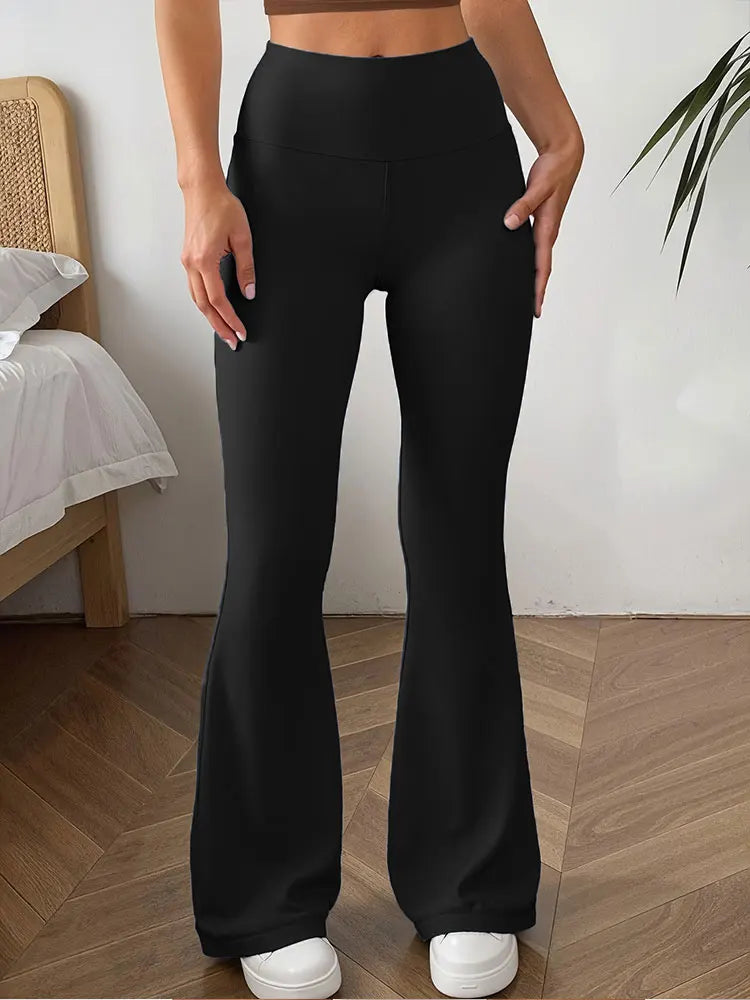 Damen Stylische Minimalistische Schlaghose Hochgeschnittene Bauchkontrolle Vier-Jahreszeiten-Schlaghose Elegante Lässige Activewear-Hose