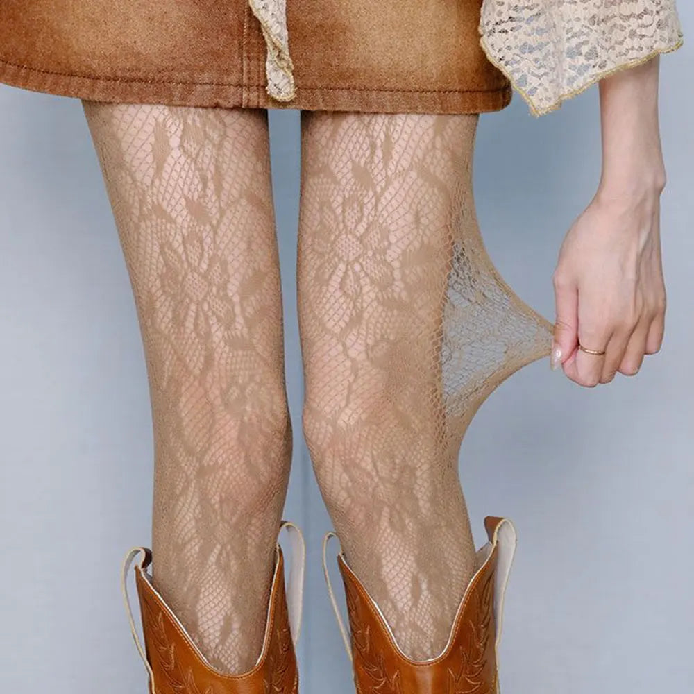 Y2k Blumenmuster Ausgeschnittene Sexy Strumpfhose Trendige JK-Strumpfhose Hochelastische Hipster-Leggings Harajuku Gothic Strümpfe