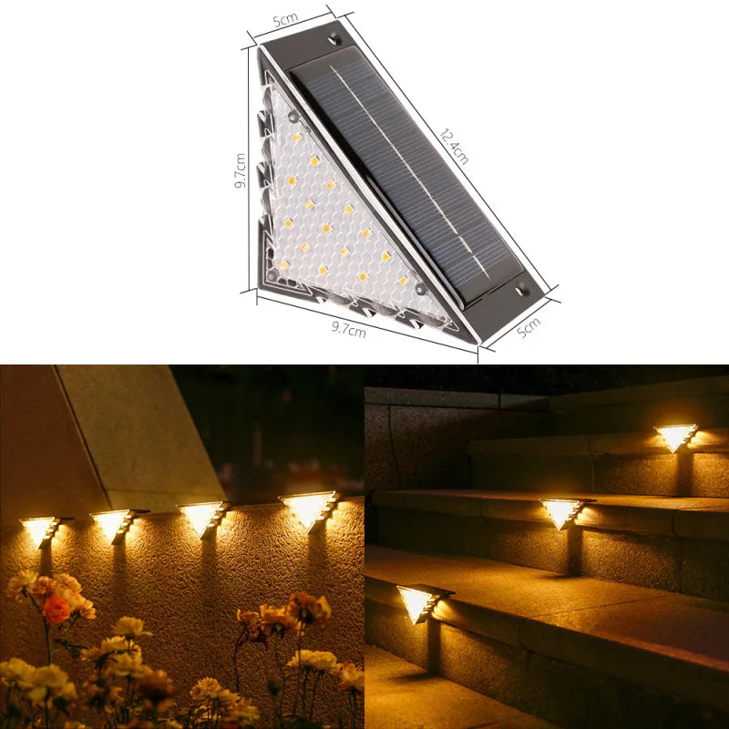 Solar-Stufenleuchten für den Außenbereich, wasserdicht, automatisches Ein- und Ausschalten, Solarlampe für Treppen, Terrasse, Hof, Veranda, Haustür, Gehweg, Dekoration