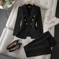 Koreanische Mode 2-Teiliges Set Umlegekragen Blazer Langarm Slim Fit Hosen Damenanzüge Büro-Damenkleidung Hosensets für Frauen
