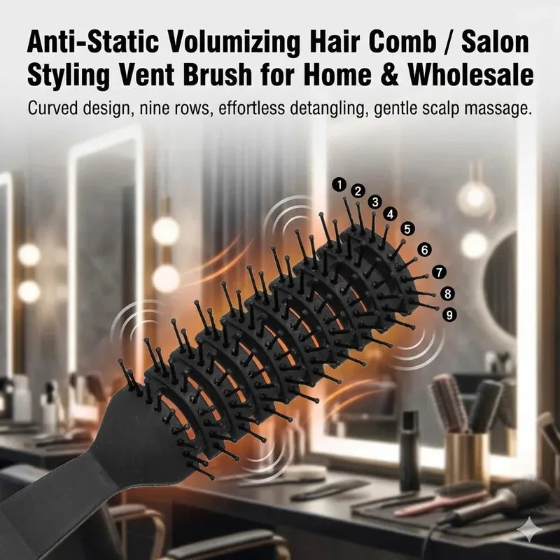 Antistatischer Volumen-Haarkamm - Professioneller Gerippter Styling-Kamm für Salongebrauch, Unisex Kopfhaut-Massagekamm für Zuhause