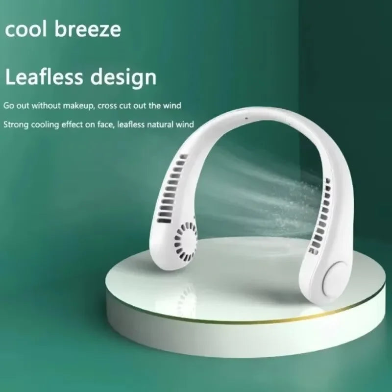 Freihändiger Nackenventilator, tragbarer, über USB wiederaufladbarer, blattloser Kühlventilator, leiser, tragbarer Ventilator für Sommerreisen, 3 Geschwindigkeiten, Mini, lange Akkulaufzeit