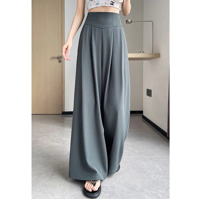 Neue Dame Hohe Taille Hosen Weibliche Klassische Anzug Breite Bein Hosen Frauen Koreanische Mode Komfortable Baggy Hosen