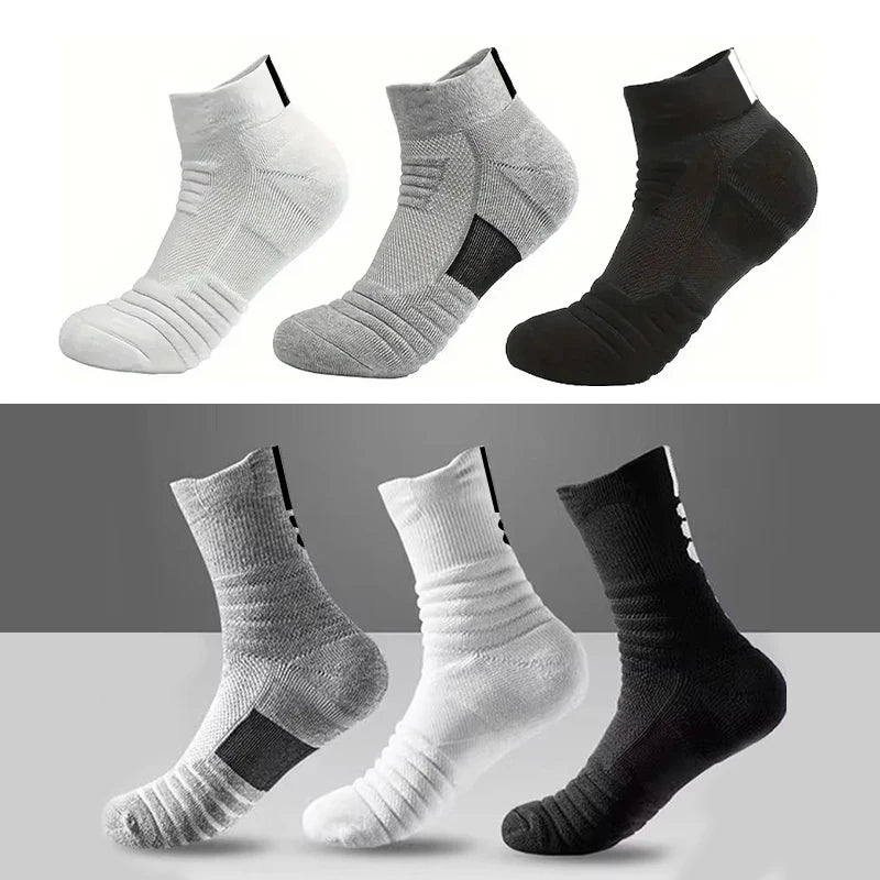 HSS 6/3/1 Paar neue Männer Sport Laufen Fitness Flug kurze Röhre Socken Damen Handtuch unten Basketball Socken einfarbig schwarze Socken