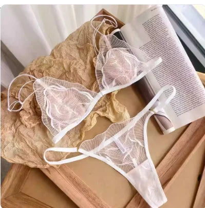 Sexy französisches BH-Set mit Vorderhaken, ultradünn, durchsichtig, rein, sinnlich, atmungsaktiv, Spitze, Dessous für Damen, Sommer, neue Mode, S-XL, MOYISU