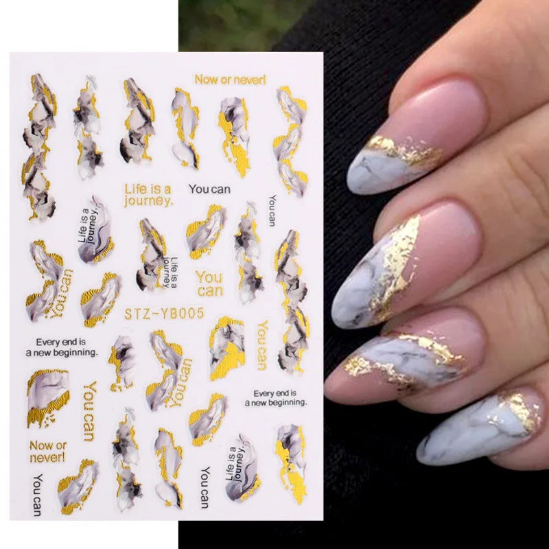 1PCS Schwarz Weiß Schmetterling Laser Nagel Aufkleber Y2K Nail art Dekoration Abstrakte Linien Bronzing Blumen Aufkleber Für Nägel