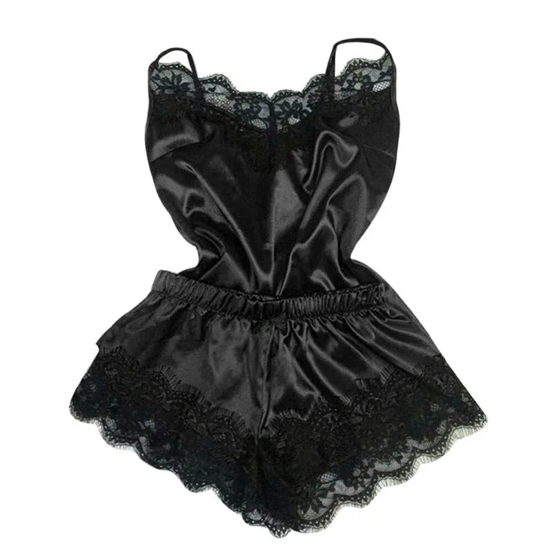 Sexy Pyjamas Set Frauen Nachtwäsche Eis Seide Satin Nachthemden Robe Dessous Set