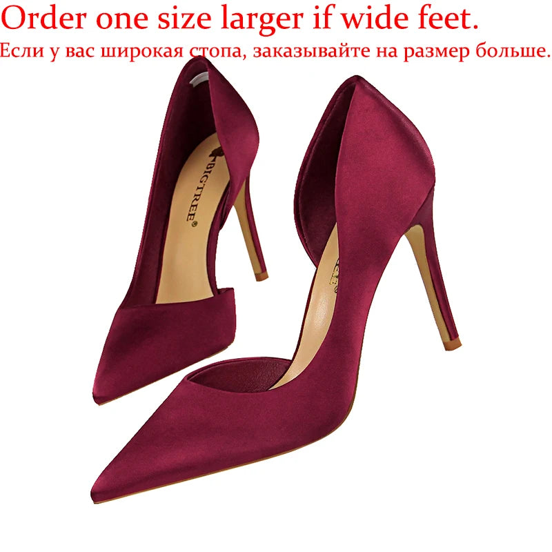 Damen Glamouröse Blaue 9,5cm Hohe Absätze Pumps Modische Satin Spitze Schuhe Elegante Trendige Abend-Bankett-Kleiderschuhe