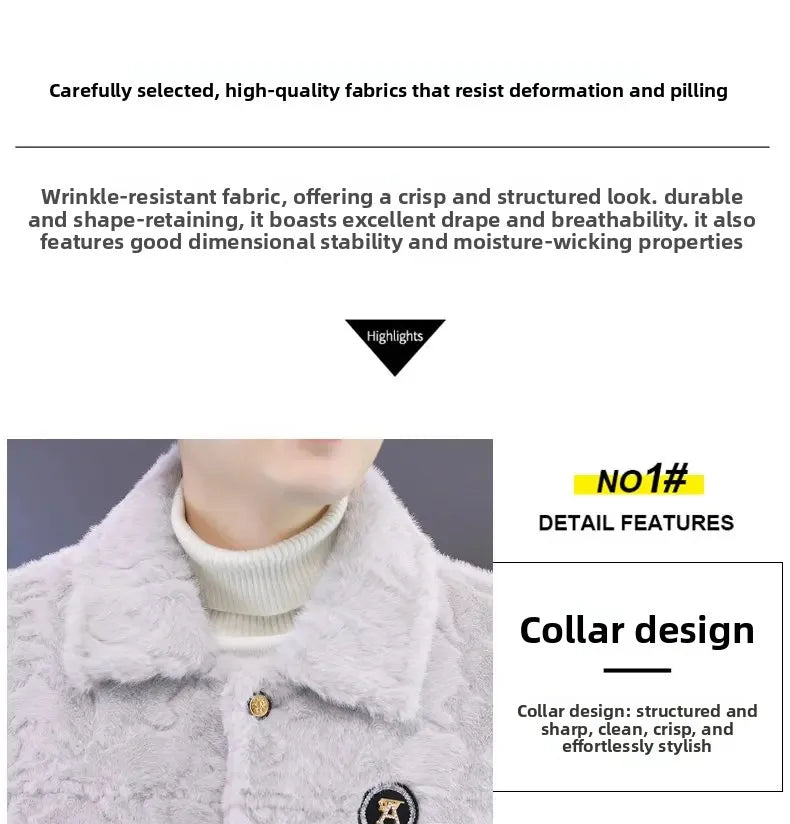 Winter-Kunstpelzjacke für Herren Modische Verdickte Warme Mäntel Lässige Business-Streetwear Lederjacke Herrenbekleidung
