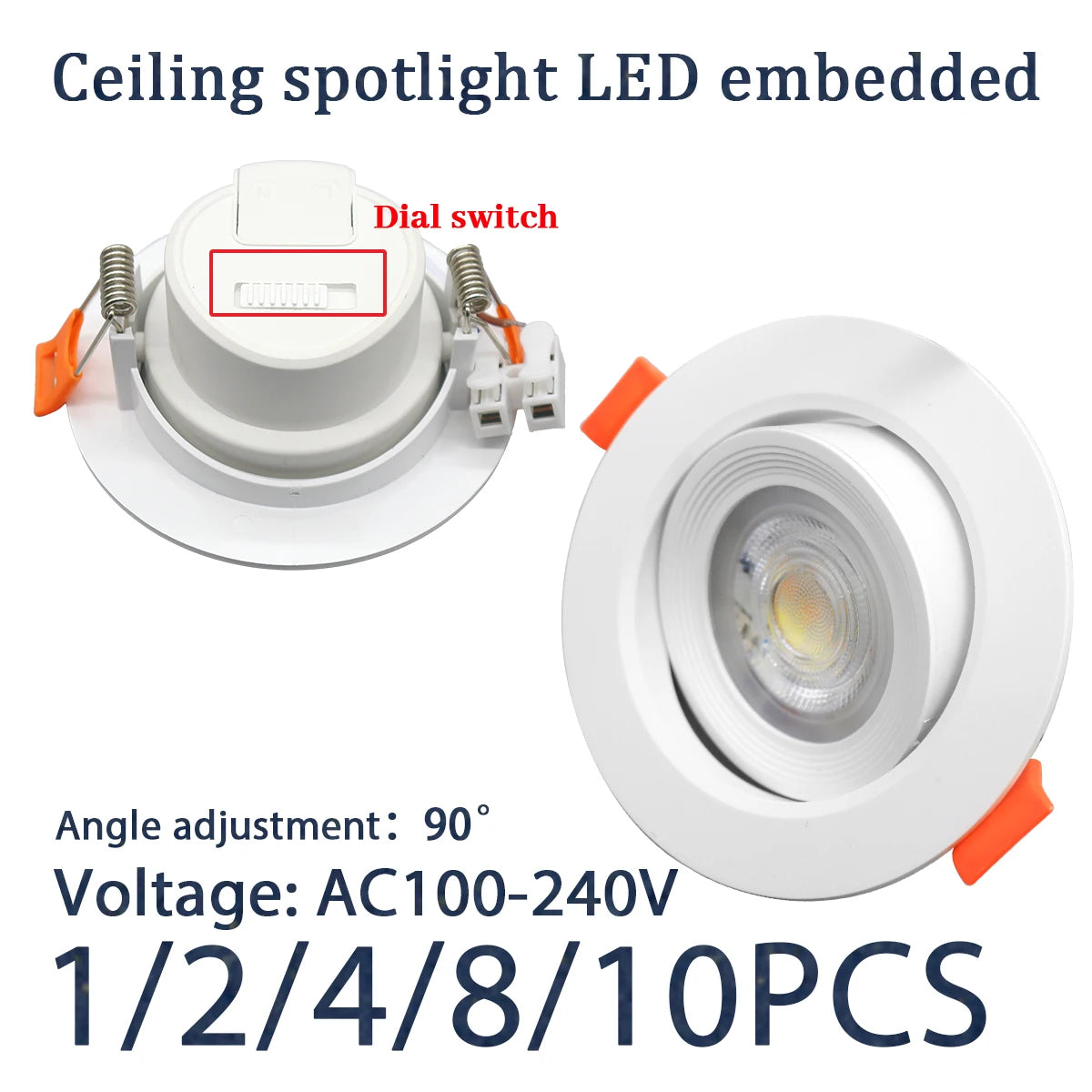 1-10 Stück 7W 3 CCT LED Farbwechsel 3000K 4000K 6000K LED-Deckenstrahler Einbauleuchte AC 110V 220V Einstellbar 90° °   Beleuchtungsspot