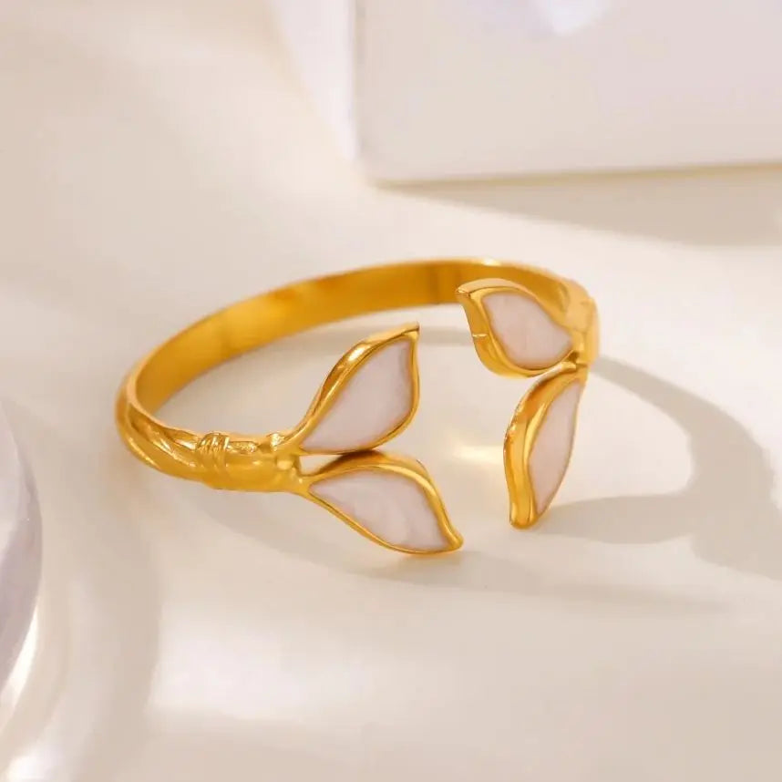 Mode Flügel Ringe Für Frauen Gold Farbe Edelstahl Einstellbare Fischschwanz Ring Ästhetische Hochzeit Weihnachten Schmuck Geschenk