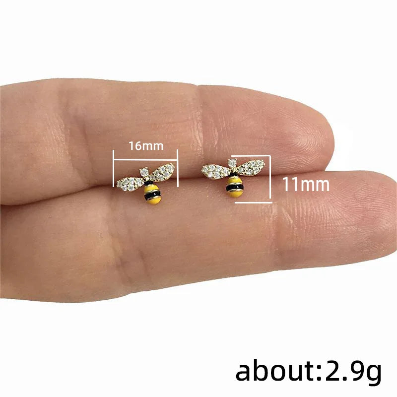 Huitan Lustige Honigbienen-Ohrringe Ohrstecker für Frauen Zierliche Gelbe Bienen-Ohrringe Exquisites Accessoire Geschenk Modeschmuck