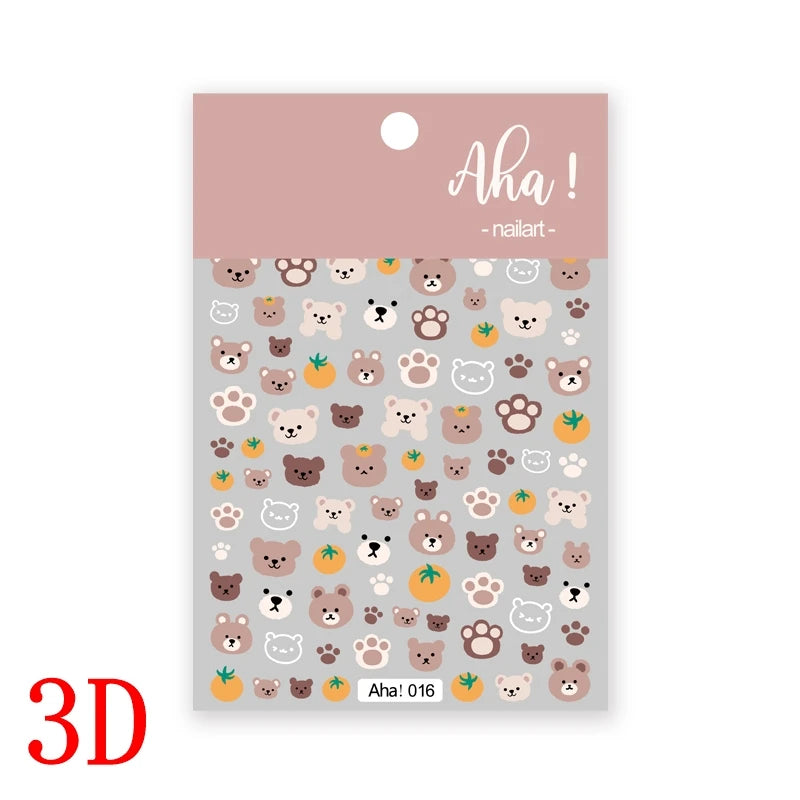 1Pc 3D Cartoon Nette Katze Nagel Kindliche Aufkleber Nette Kitty Welpen Hund Selbstklebende Nail art Haustier Tiere Maniküre schöne Aufkleber *