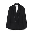 ETJ 2025 Frühjahrsneues Anzugset für Damen mit schultergepolstertem Zweireiher-Blazer und hoch taillierter, plissierter Hose mit weitem Bein