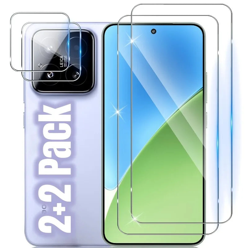 2 + 2er-Pack Displayschutzfolie aus gehärtetem Glas für Xiaomi Mi 15 14 13 Pro Ultra 14T Pro 9H Härtefolie, kratzfester Displayschutz