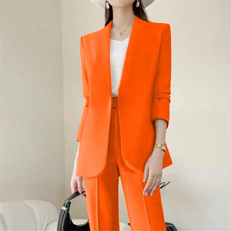 Mode 2-teilige Sets Damen Outfits Frühling Herbst Neu in Koreanische Hosen Sets Pendler Eleganter Anzug Mantel 2-teilige Sets Damen