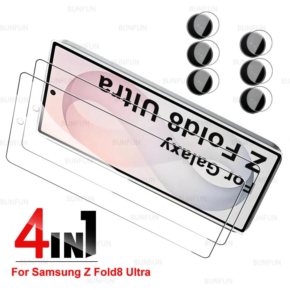 4in1 für Samsung Galaxy Z Fold8 Fold 8 Ultra 5G Displayschutzfolie Außenfolie für SamsungZFold8 ZFold8Ultra Kamera gehärtetes Glas