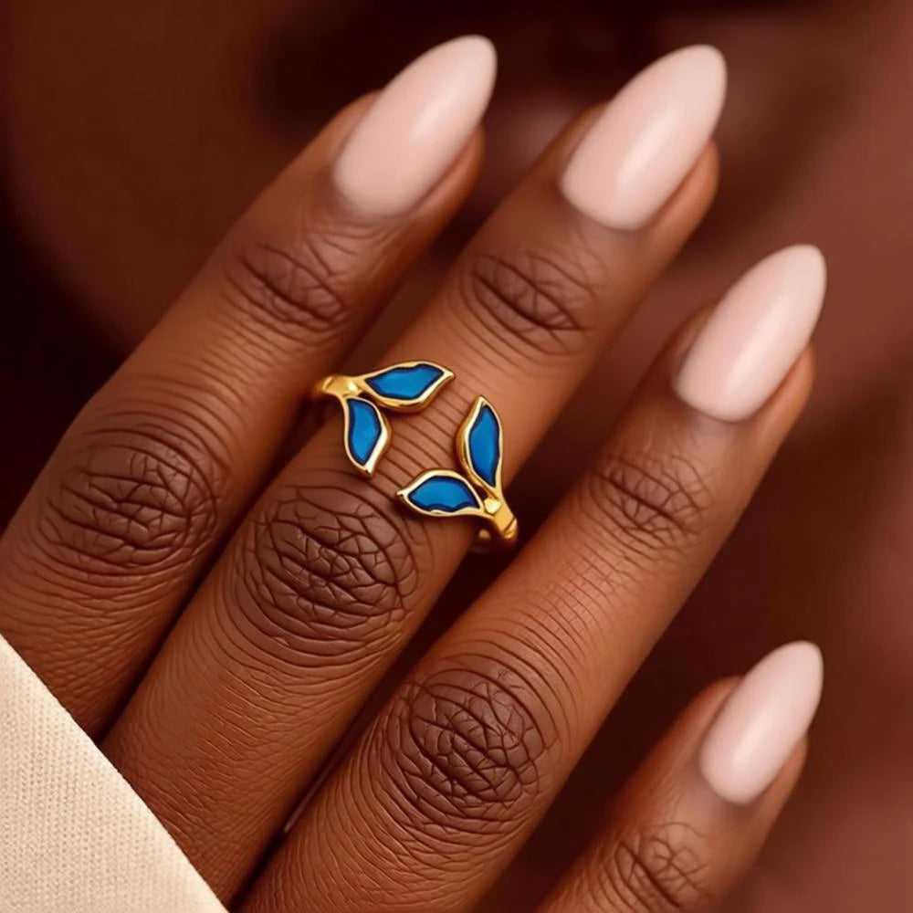 Mode Flügel Ringe Für Frauen Gold Farbe Edelstahl Einstellbare Fischschwanz Ring Ästhetische Hochzeit Weihnachten Schmuck Geschenk