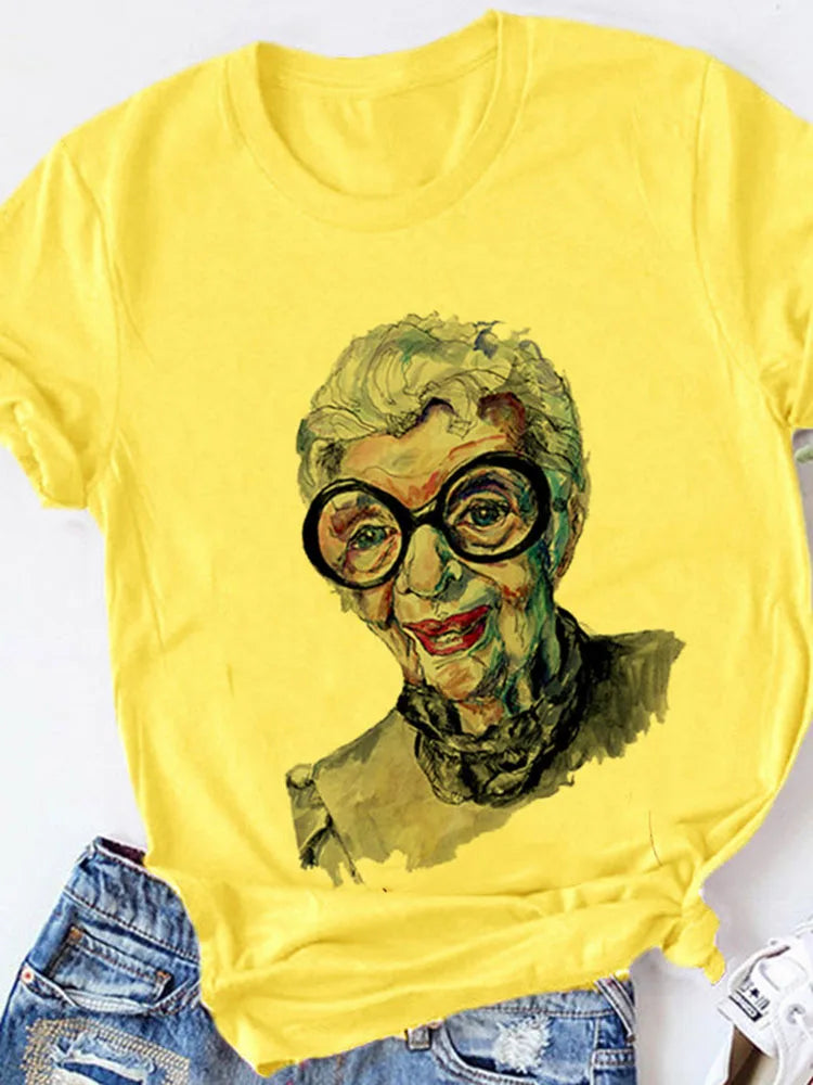 Gelbes Kurzarm-T-Shirt für Damen, lässige Damenoberteile, Harajuku-Streetwear, Sommerdruck, Drop Ship