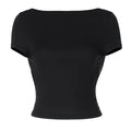 Frauen O Hals Kurzarm Backless Geraffte Crop Top Y2K Streetwear Sommer Frühling Casual T-Shirt Dropshipping