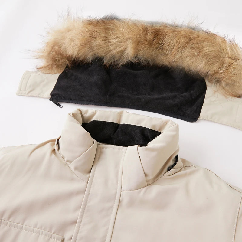 -30 grad Winter Unten Jacke Männer Unten Baumwolle Parkas Mantel Mid-länge Große Pelz Kragen Männlich Verdicken Mantel schnee Mantel Parka