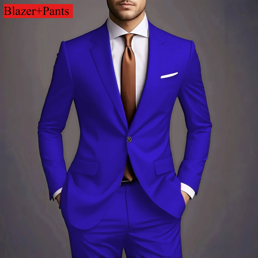 2026 Neue Luxuriöse Elegante Herrenanzüge 2-teiliges Set Modischer Koreanischer Lässiger Slim-Fit Anzug für Gesellschaft, Bräutigam und Hochzeit