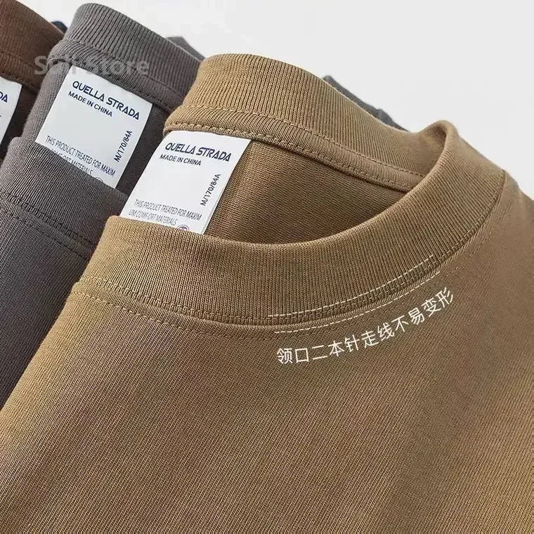600 g robustes Baumwoll-Kurzarm-T-Shirt für Herren, modisches, verdicktes Kurzarm-T-Shirt aus reiner Baumwolle mit halben Ärmeln