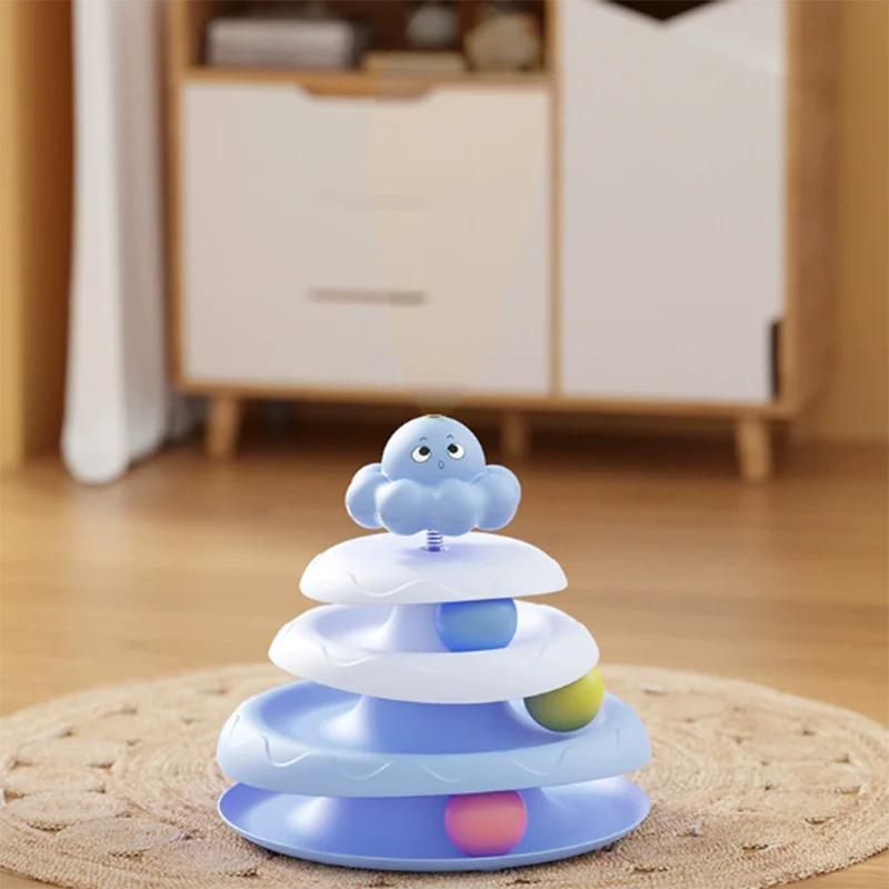 Haustier Dreischichtiger Ball-Katzen-Plattenspieler in Oktopusform, neckender Katzenstab, um Langeweile zu lindern, lustiges Puzzle-Spiel, Heimtierbedarf