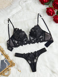 Feen-Dessous mit Blumenmuster, Valentinstag, bezaubernde kurze Höschen-Unterwäsche, sexy Nachthemd, ausgefallene V-Unterwäsche, Slip-Set für Damen, durchsichtiger BH