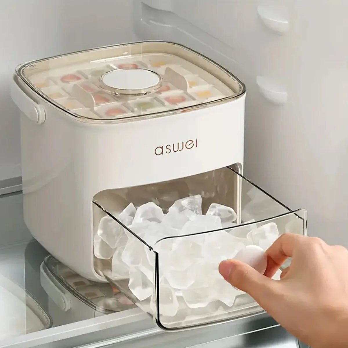 48-Würfel-Eisbereiter mit einfach zu bedrucktem Deckel – doppelschichtig, zum Selbermachen gefrorene Leckereien und Getränke unverzichtbar, Küchenzubehör, Gadgets