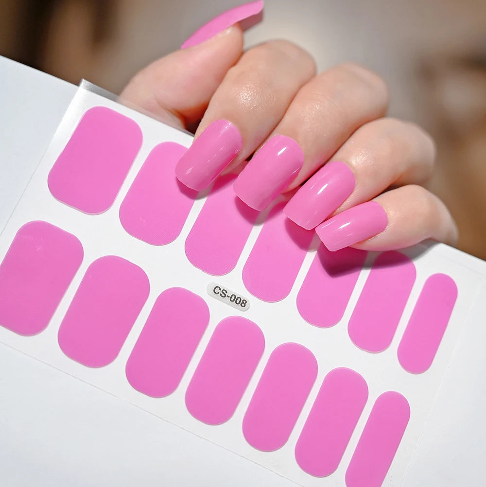 14 Tipps Full Wrap Nagellack Aufkleber Selbstklebende einfarbige Gel-Nagelstreifen Kunst Aufkleber Nicht halbgehärtete DIY Nageldekorationen