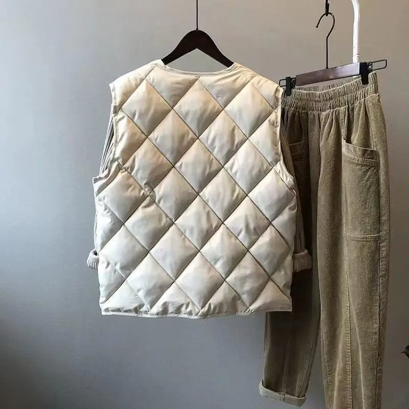 Frauen Herbst Winter Weste Ärmellose Strickjacke Stepp Jacke Chic Tops Warme Taste Tasche Neue Feste Argyle Weste Design Westen