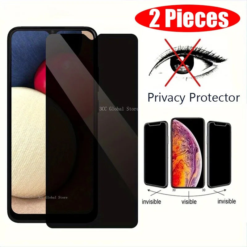 2Pcs Privatsphäre Gehärtetem Glas Für Samsung Galaxy A02s M02s F02s A03s A12 F12 A13 A14 A20s A23 A32 a42 A52 A53 A54 Screen Protector