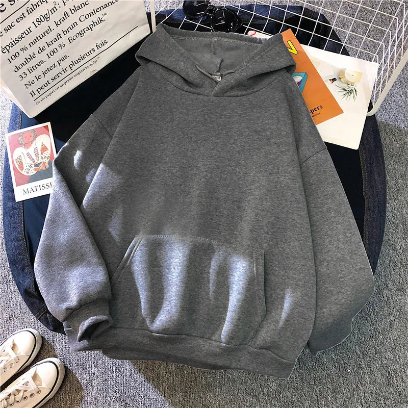 Frauen Casual Drucken Lose Hoodies Frühling Langarm Mit Kapuze Sweatshirt Harajuku Einfache Tops Faul Stil Pullover 2023 Streetwear