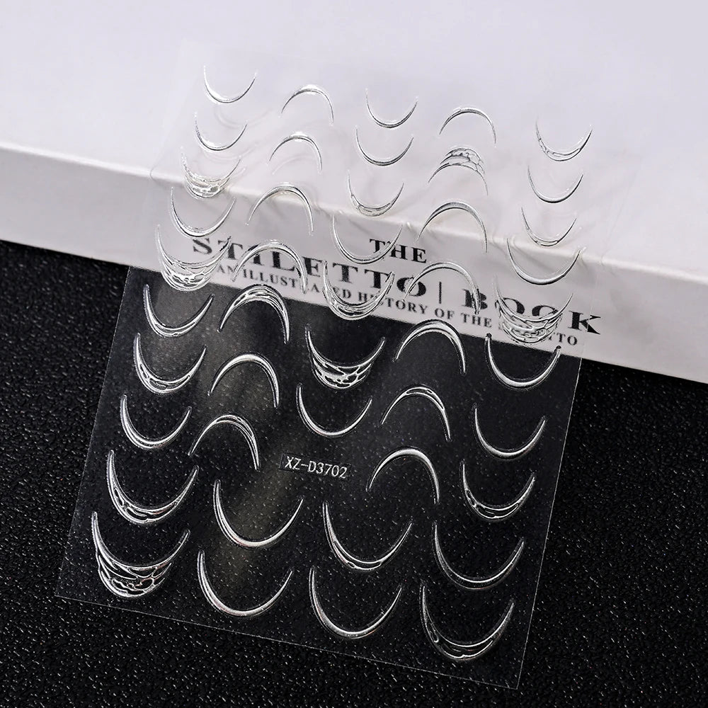 1 stücke 5D Perle Spitze Welle Nail art Aufkleber Exquisite Elegante Weiße Linien Nagel Dekoration Aufkleber DIY Selbstklebende Transfer slider