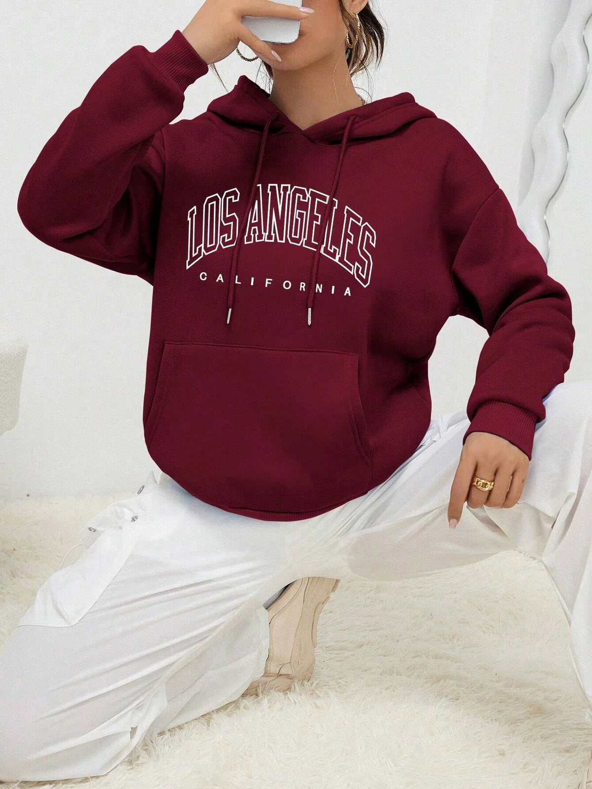 Los Angeles Kunst Brief Design Frauen Plus Größe Hoodies Amerikanischen Stil Casual Hoody Herbst Hip Hop Hoodie Frau Fleece Kleidung