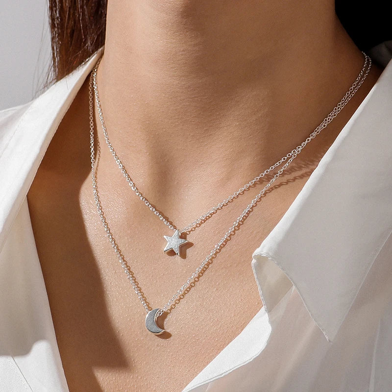 Aihua Minimalistische Halskette mit rundem Stab-Anhänger für Frauen, Schlüsselbein-Halskette, lange Kette, Modeschmuck, Statement-Geschenke für Mädchen