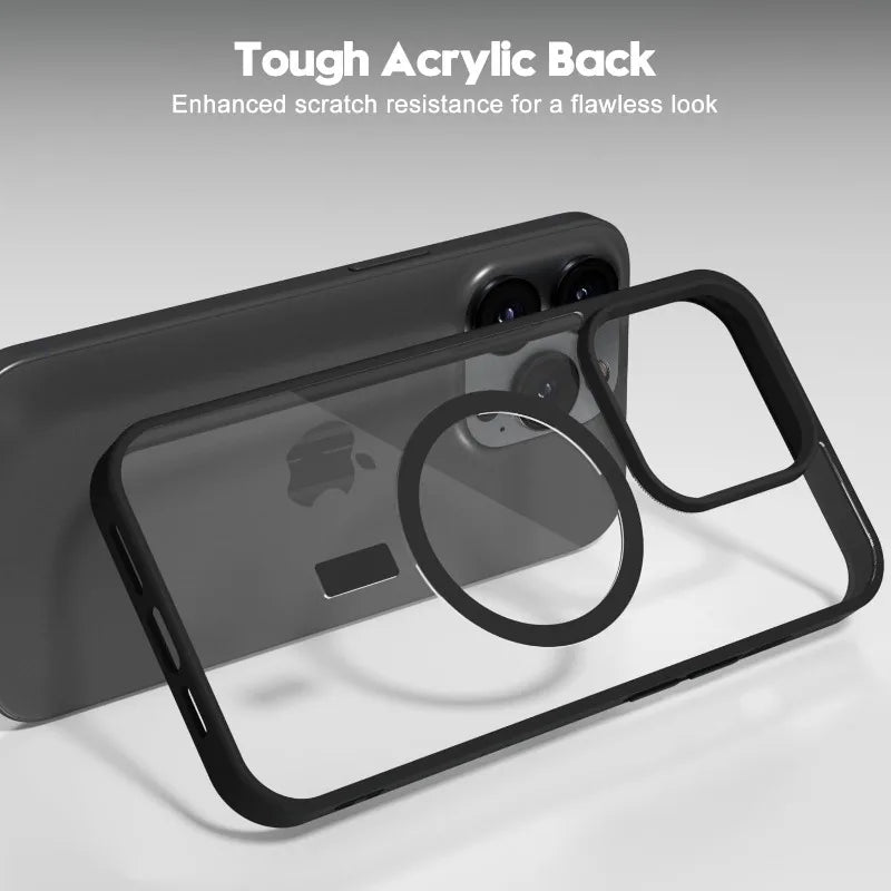 Anti-Vergilbungs-Matte Transparente Handyhülle für iPhone 17 16 15 14 13 Pro Max Plus für MagSafe Magnetische Klare Schutzhülle