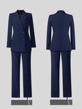 Damen Herbst Business Hosenanzug Langarm Formeller 2-Teiliger Blazer Set Lässiges Büro-Arbeitsoutfit Schlanker Korsett-Anzug Elegante Damenkleidung