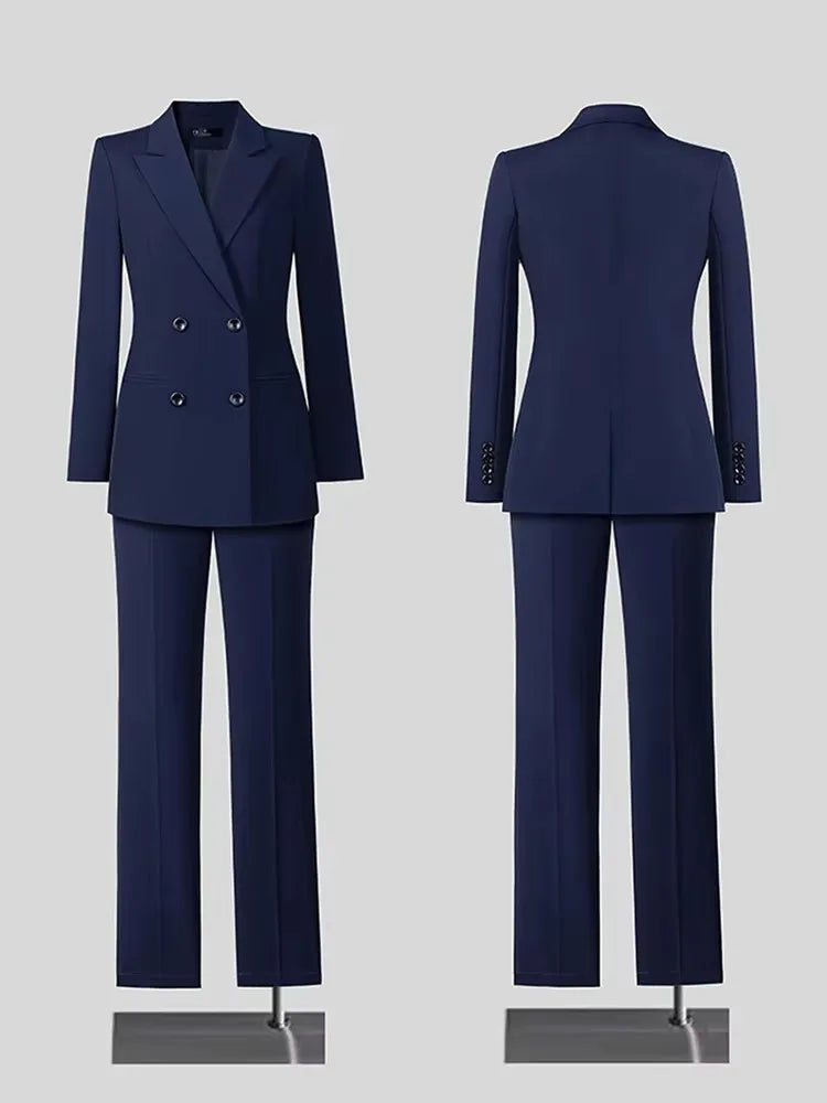 Damen Herbst Business Hosenanzug Langarm Formeller 2-Teiliger Blazer Set Lässiges Büro-Arbeitsoutfit Schlanker Korsett-Anzug Elegante Damenkleidung
