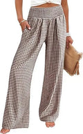 2025, Frühling und Herbst, neue Freizeithose, kariert, locker, grenzüberschreitend, Damenmode, lässig, elastische Taille, weites Bein