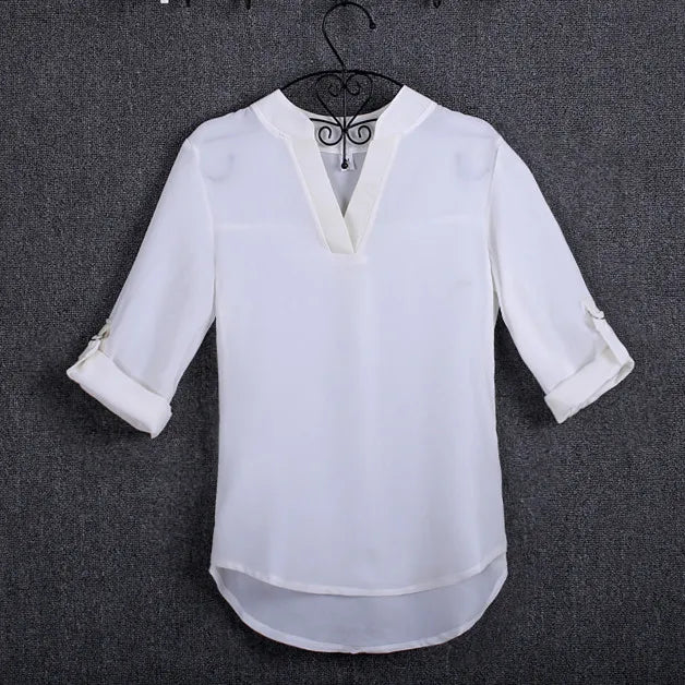 Übergrößen-Bluse Damenkleidung Langarm-Hemd Chiffon-Bluse Damen-Oberteil