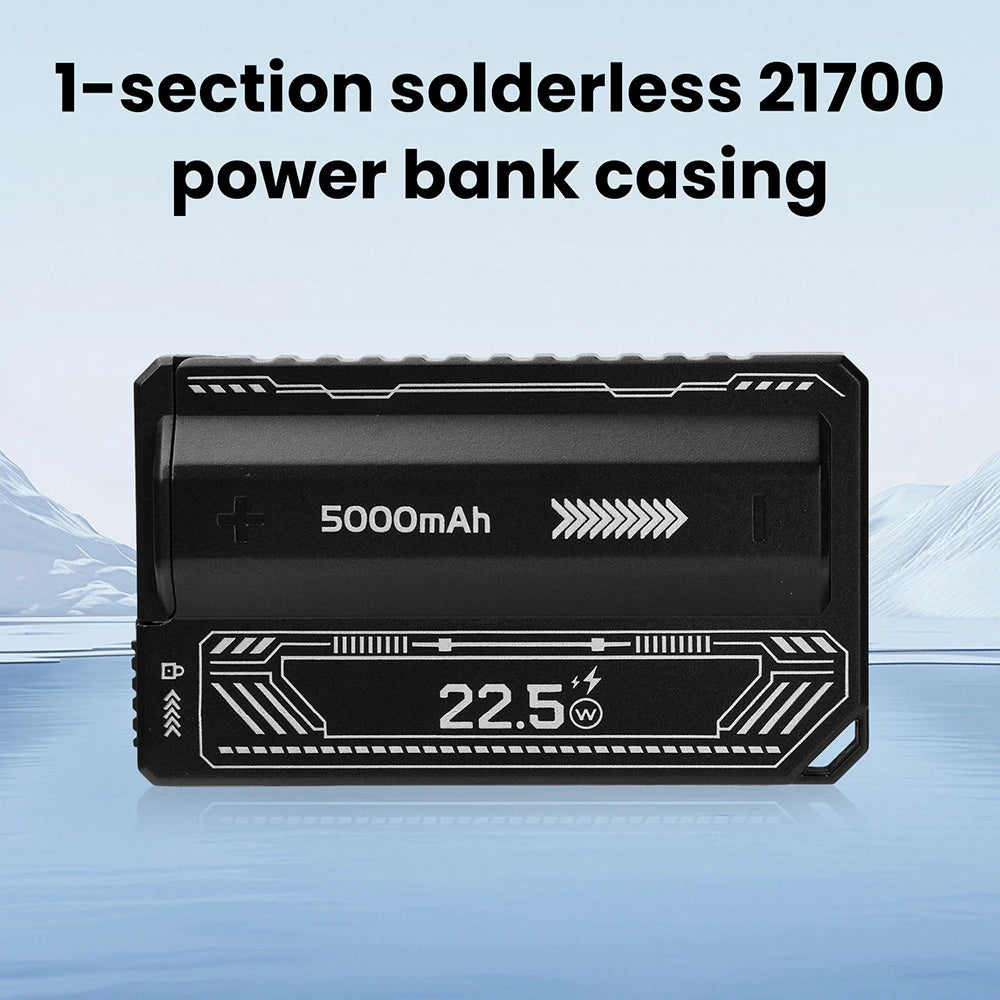 21700 Power Bank Case PD 20 W Schnellladung Eingebautes Kabel Abnehmbare Power Bank DIY Batteriegehäuse (ohne Batterie)